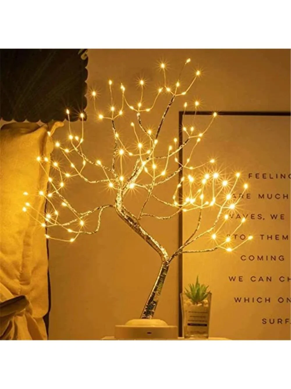 LED Bonsai Tree Light Warm White Fairy Lights USB Battery Tabletop Decor Lamp